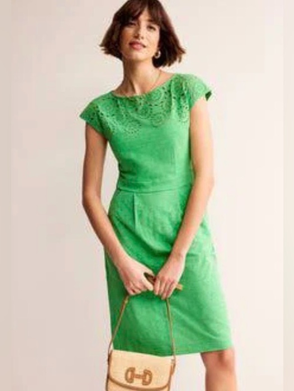 BODEN TALL NWT Florrie Broderie Dress Green Size 8 TALL